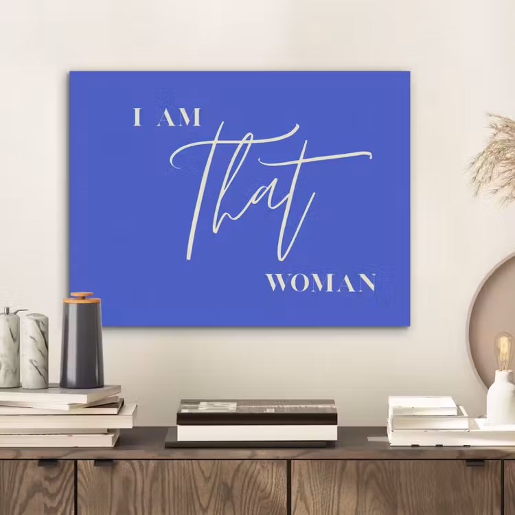 Blauw - I am that woman - Sierlijk - Minimalistisch PET vilt klein -sfeer1