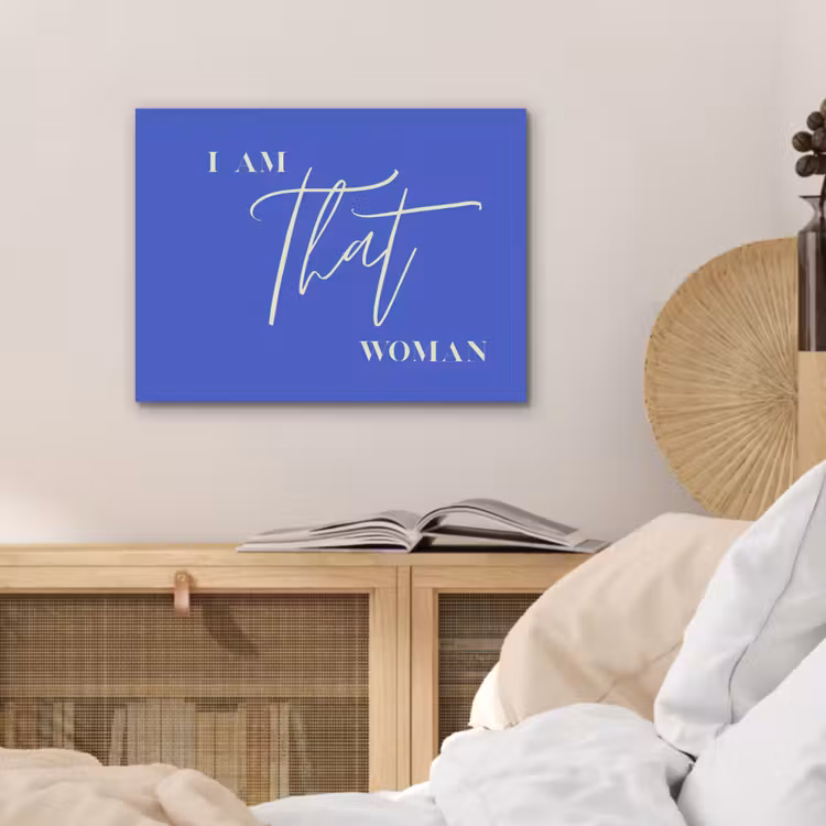 Blauw - I am that woman - Sierlijk - Minimalistisch PET vilt klein -sfeer3