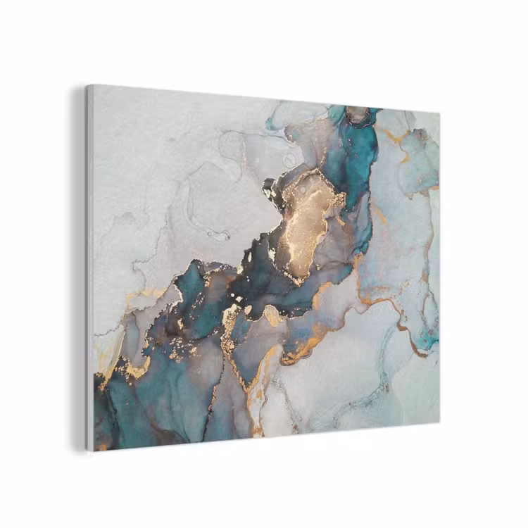 Blauw - Marmer - Goud PET vilt klein -3d