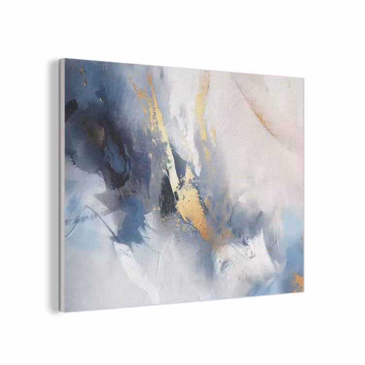 Blauw - Modern - Marmer - Abstract - Goud PET vilt klein -3d