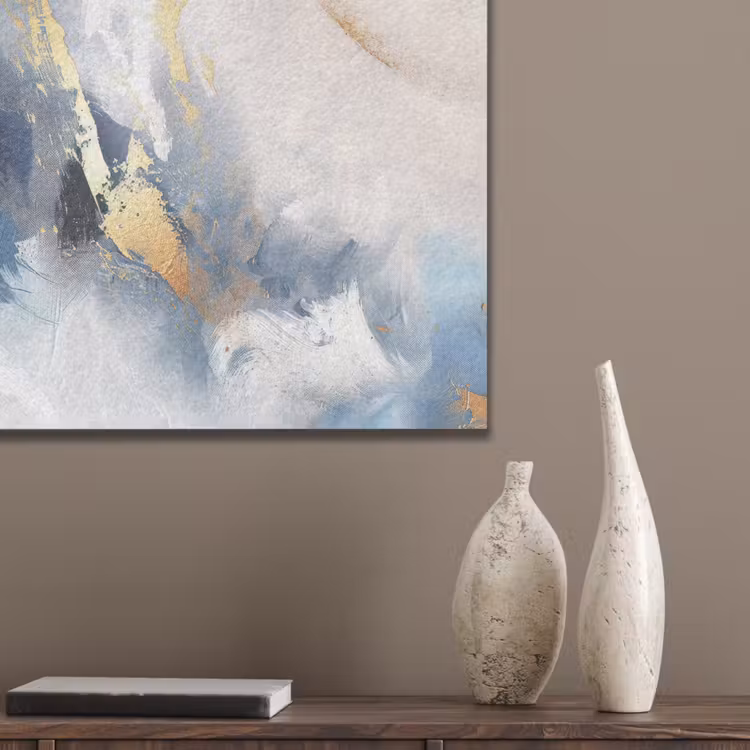 Blauw - Modern - Marmer - Abstract - Goud PET vilt klein -sfeer6_closeup