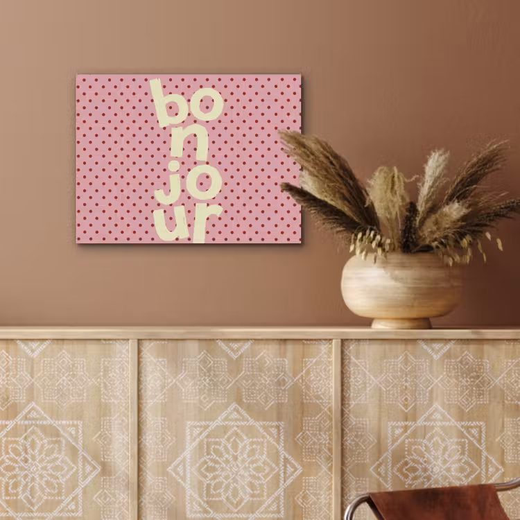 Bonjour - Stippen - Roze- Geel PET vilt klein -sfeer4