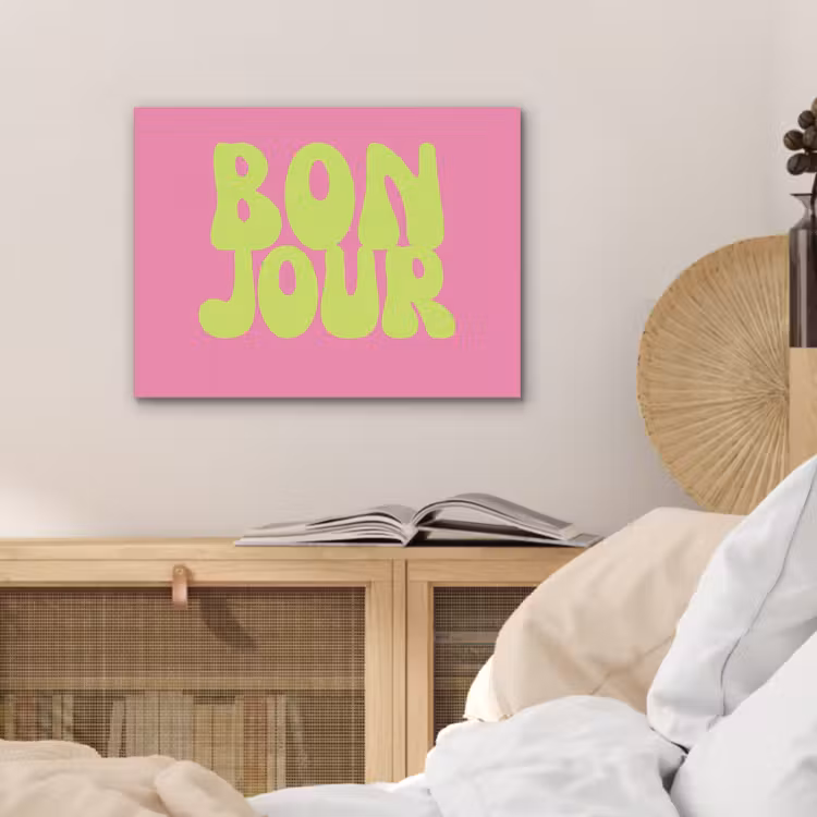 Bonjour - Roze - Fel groen PET vilt klein -sfeer3