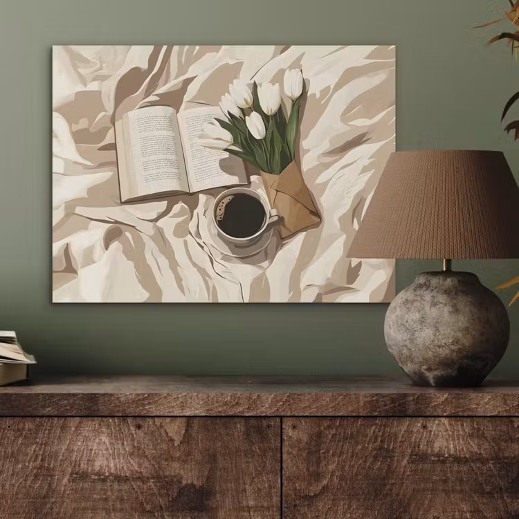 Boek - Illustratie - Tulpen - Koffie PET vilt klein -sfeer2