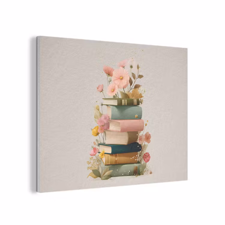 Boeken - Stapel - Bloemen - Kleurrijk PET vilt klein -3d