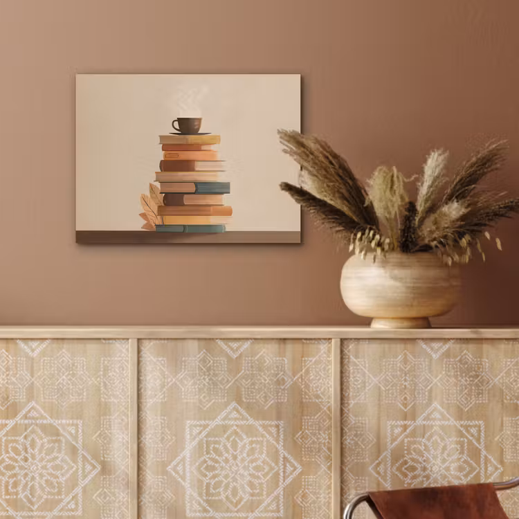Boeken - Toren - Koffie - Beige PET vilt klein -sfeer4