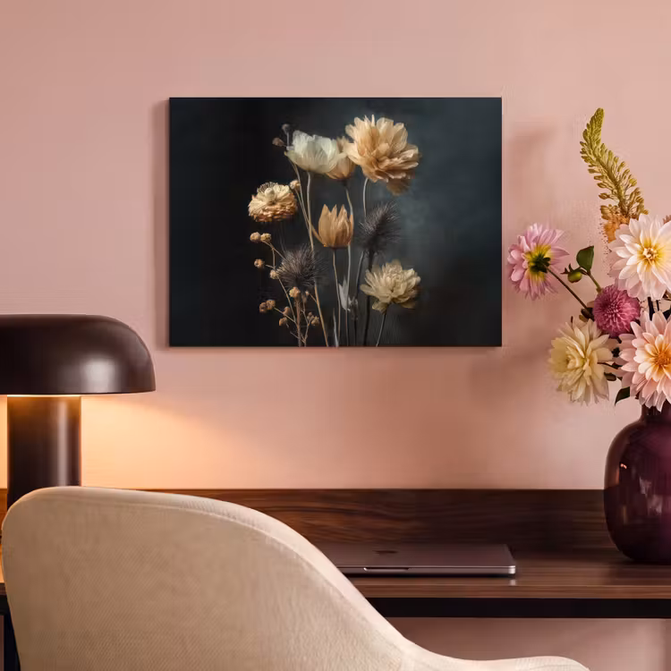 Boeket - Bloemen - Licht - Zwart PET vilt klein -sfeer3