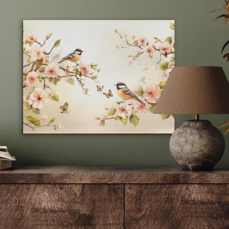 Takken - Bloemen - Vogeltjes - Roze PET vilt klein -sfeer2