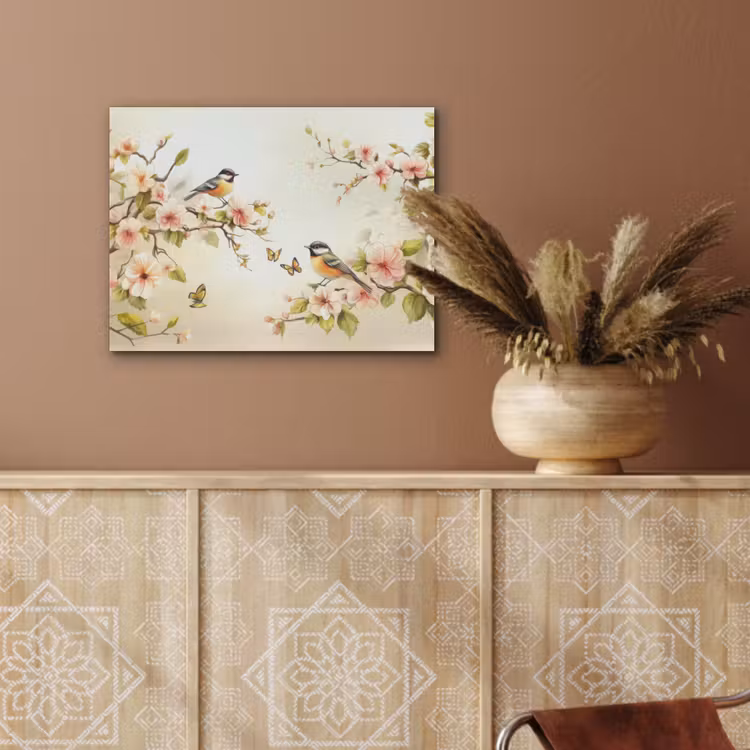 Takken - Bloemen - Vogeltjes - Roze PET vilt klein -sfeer4