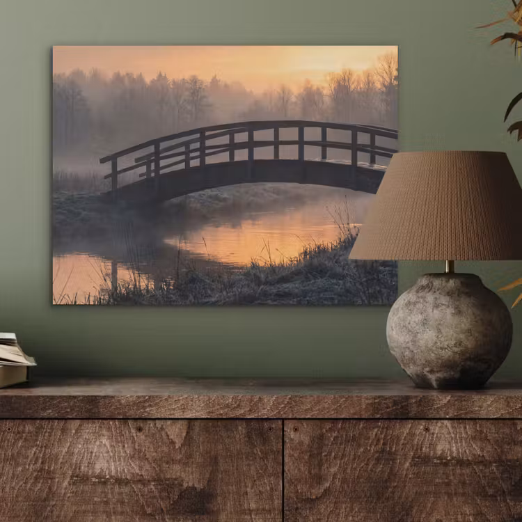 Brug - Mist - Bomen - Water PET vilt klein -sfeer2