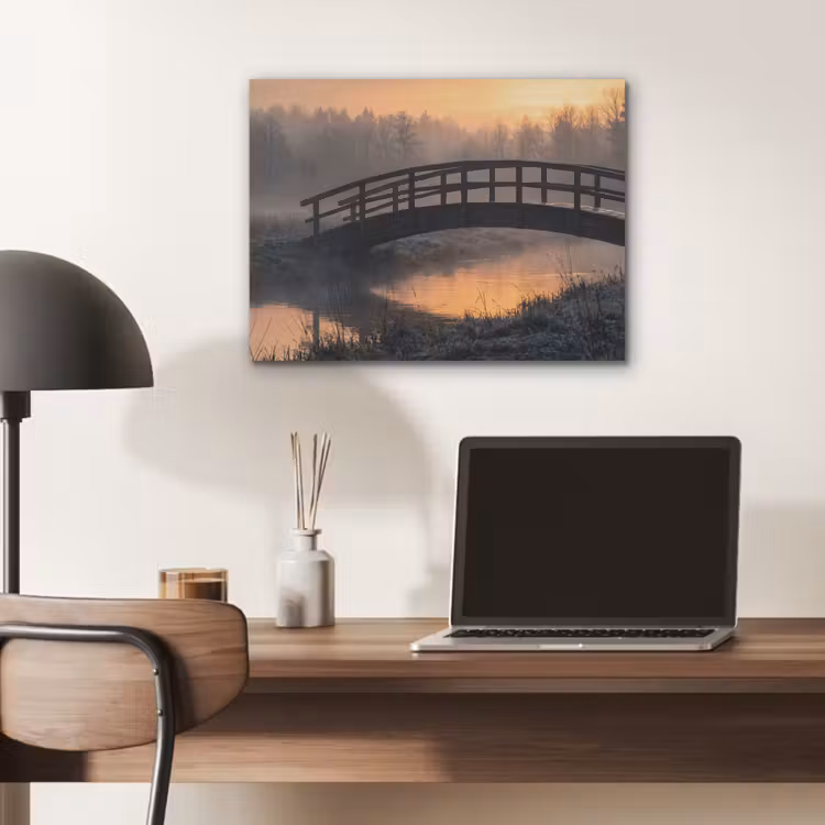 Brug - Mist - Bomen - Water PET vilt klein -sfeer5