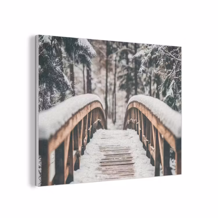 Brug - Winterlandschap - Bos - Natuur - Sneeuw PET vilt klein -3d