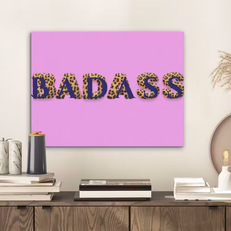 Felroze - Badass - Panterprint - Schaduw PET vilt klein -sfeer1