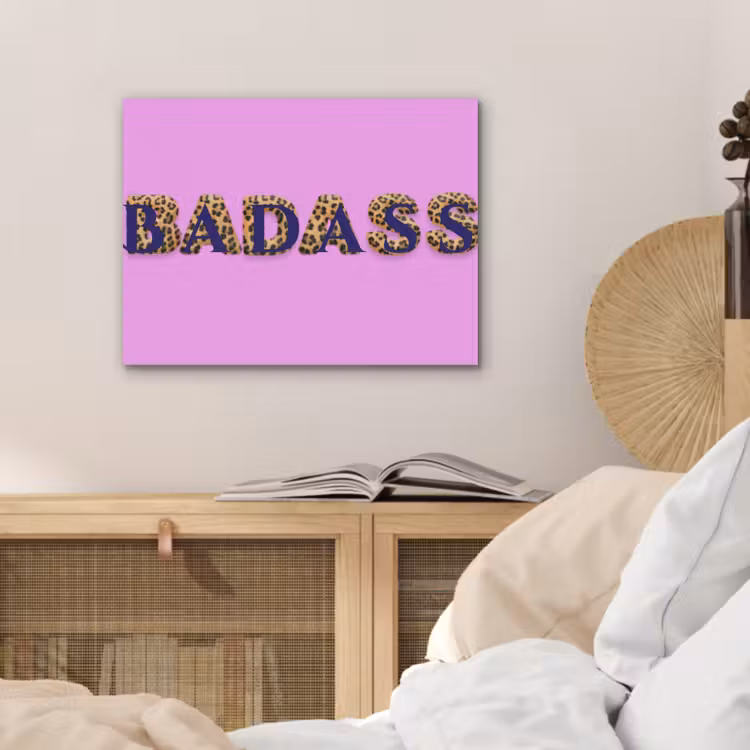 Felroze - Badass - Panterprint - Schaduw PET vilt klein -sfeer3