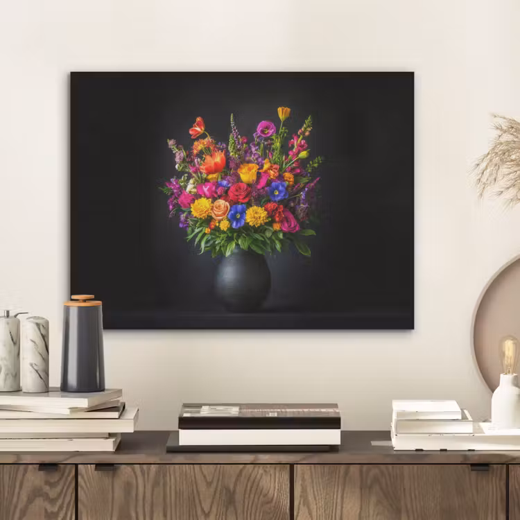 Felgekleurd - Bloemen - Vaas PET vilt klein -sfeer1