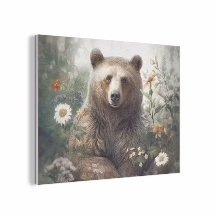 Bruine beer - Wilde dieren - Bloemen - Planten PET vilt klein -3d