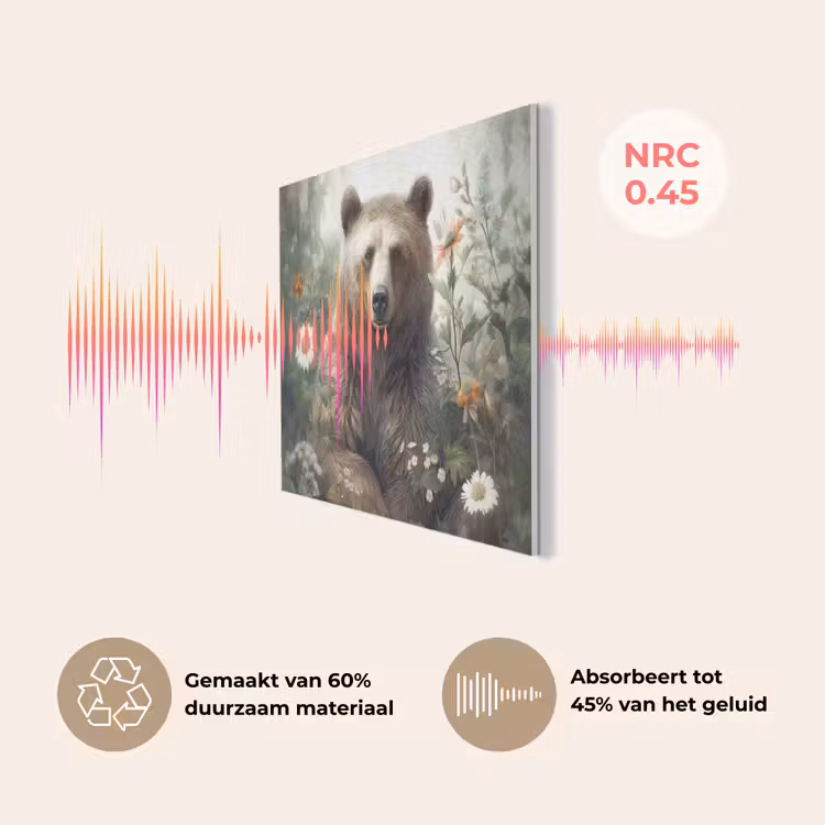 Bruine beer - Wilde dieren - Bloemen - Planten PET vilt klein -USP_NL