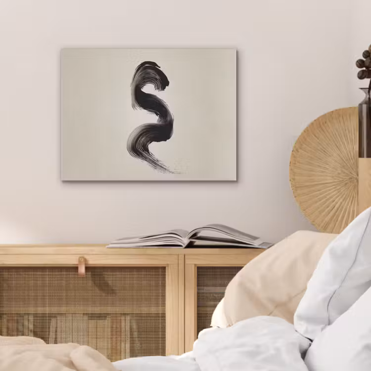 Penseelstreek - Zwart - Minimalistisch PET vilt klein -sfeer3
