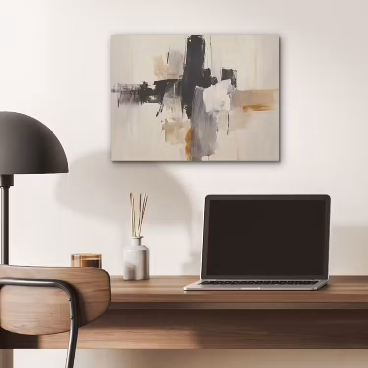 Penseelstreken - Ruw - Abstract - Beige PET vilt klein -sfeer5