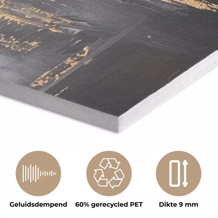 Boedhha - Penseelstreken - Goud - Abstract PET vilt klein -closeup_NL