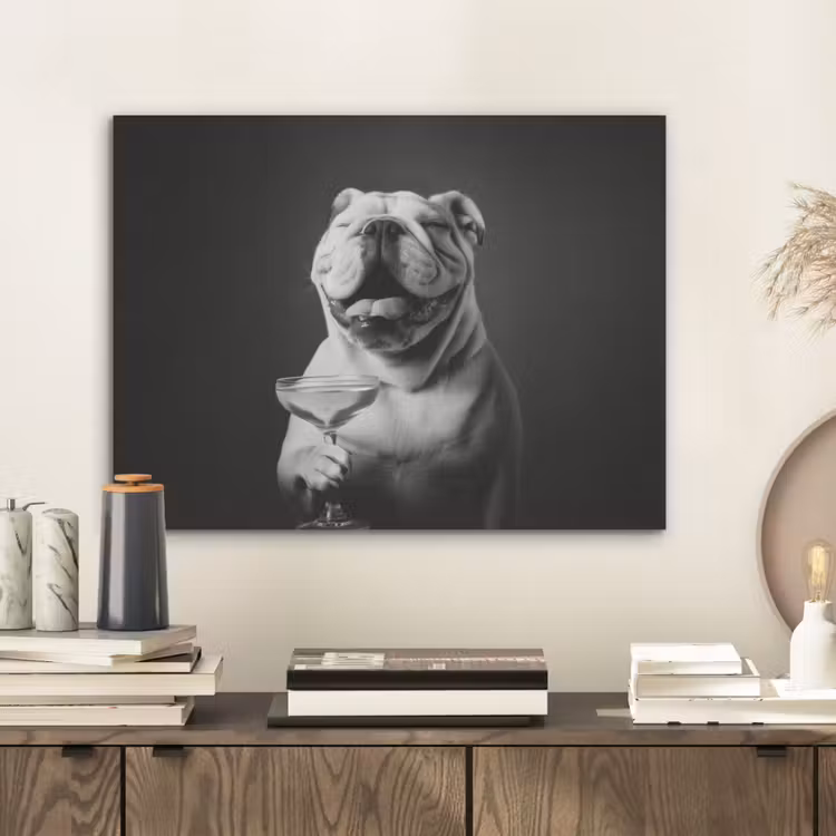 Buldog - Hond - Glas PET vilt klein -sfeer1