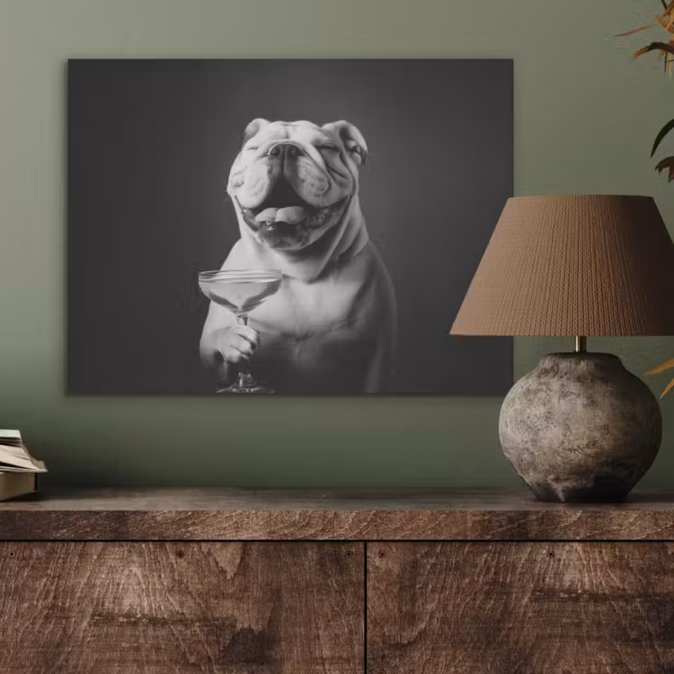 Buldog - Hond - Glas PET vilt klein -sfeer2