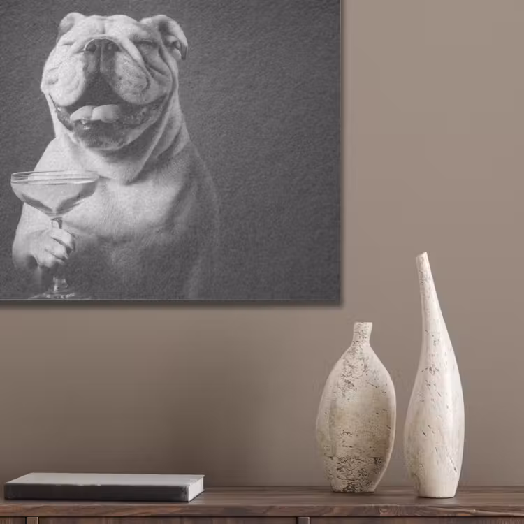 Buldog - Hond - Glas PET vilt klein -sfeer6_closeup