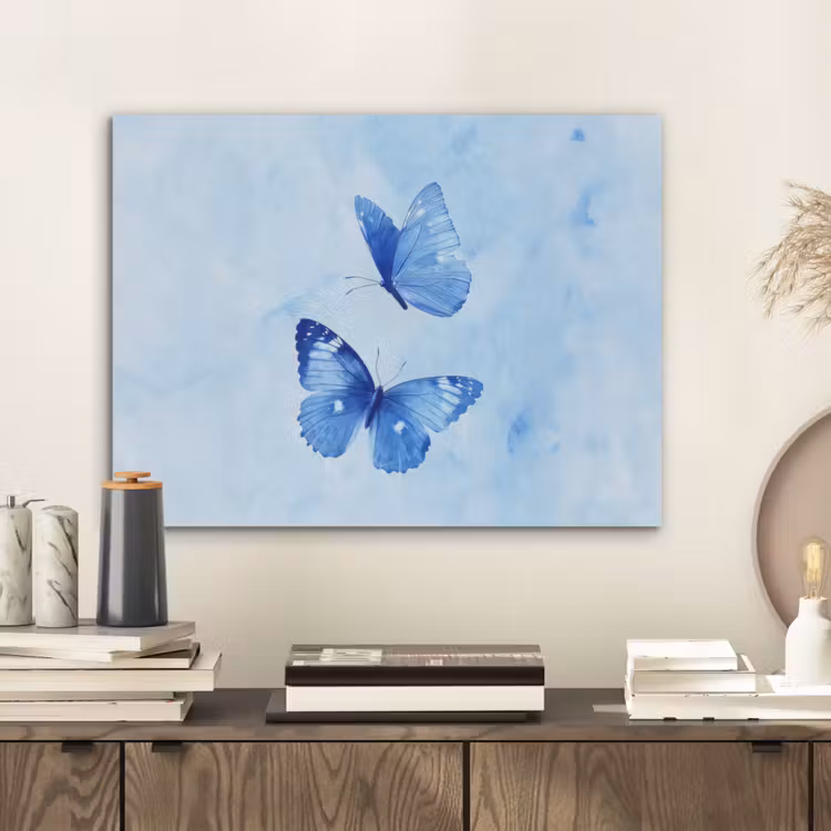 Vlinders - Sierlijk - Blauw PET vilt klein -sfeer1