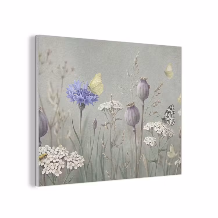 Vlinders - Wildbloemen - Illustratie - Kleurrijk PET vilt klein -3d