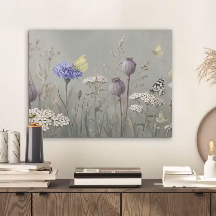 Vlinders - Wildbloemen - Illustratie - Kleurrijk PET vilt klein -sfeer1