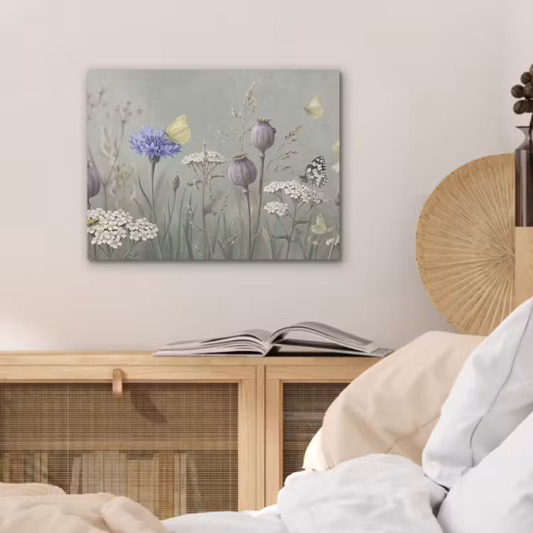 Vlinders - Wildbloemen - Illustratie - Kleurrijk PET vilt klein -sfeer3