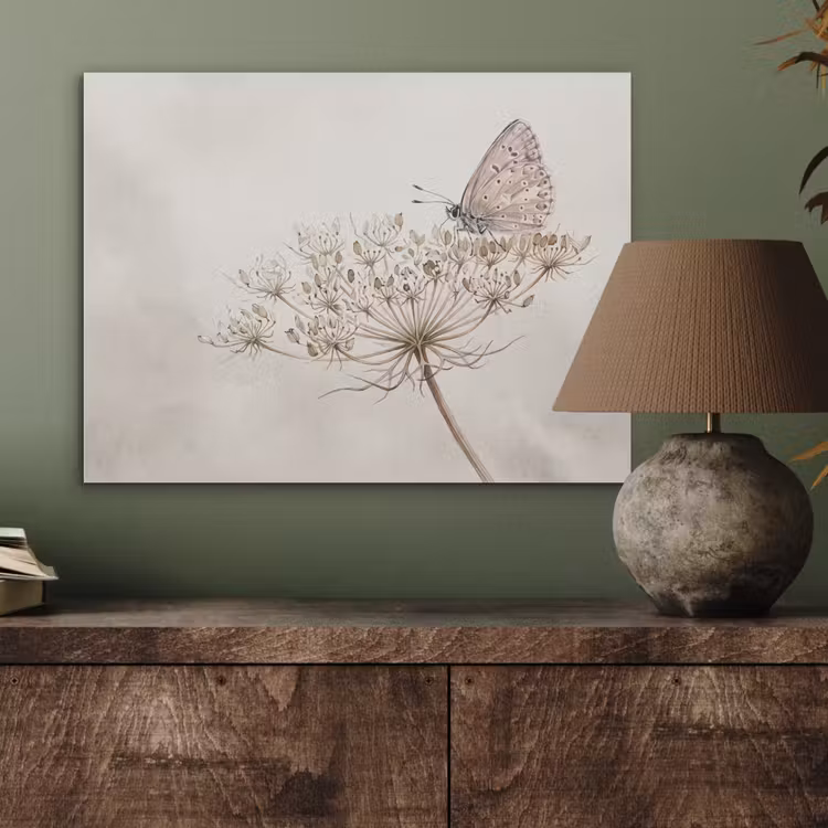 Vlinder - Bloem -Natuur - Beige PET vilt klein -sfeer2