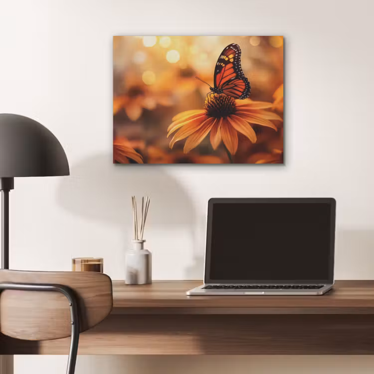 Vlinder - Bloemen - Oranje PET vilt klein -sfeer5