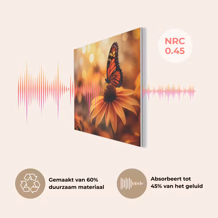 Vlinder - Bloemen - Oranje PET vilt klein -USP_NL