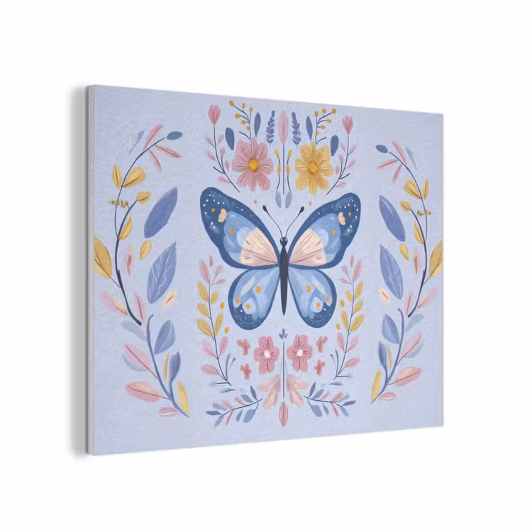 Vlinder - Lichtblauw - Sierlijk - Bloemen PET vilt klein -3d