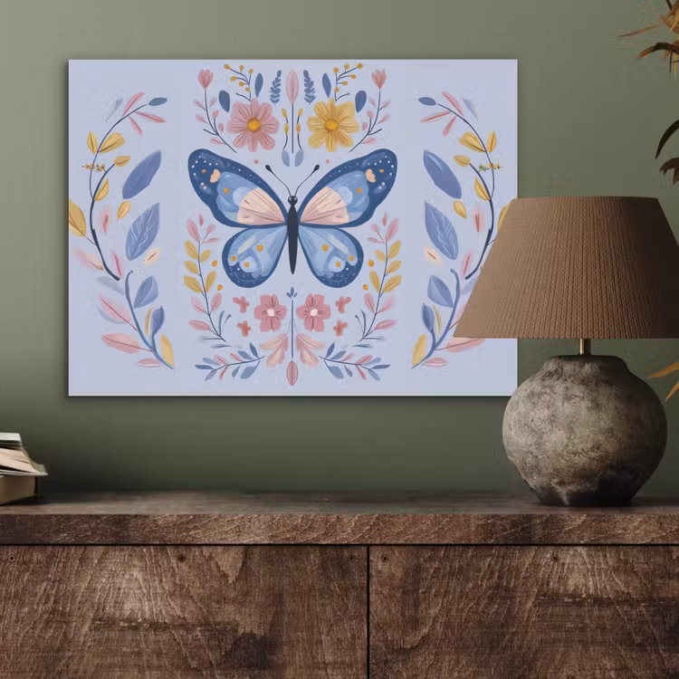 Vlinder - Lichtblauw - Sierlijk - Bloemen PET vilt klein -sfeer2