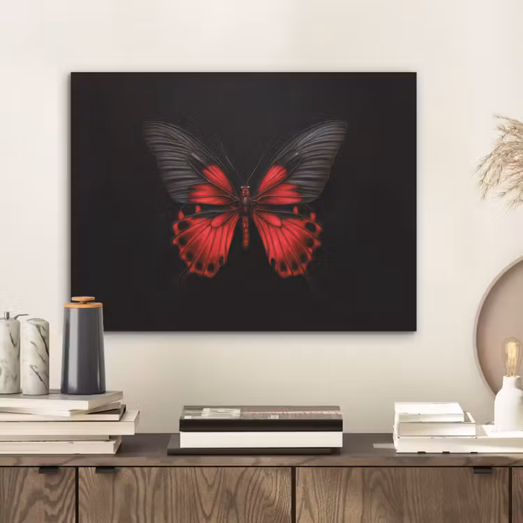 Vlinder - Rood - Contrast PET vilt klein -sfeer1