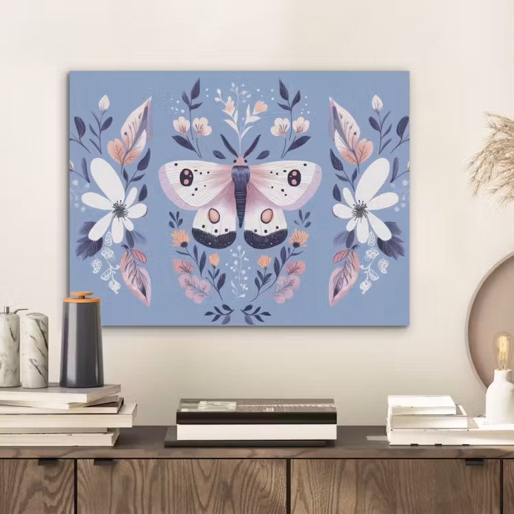 Vlinder - Vleugels - Stippen - Bloemen PET vilt klein -sfeer1