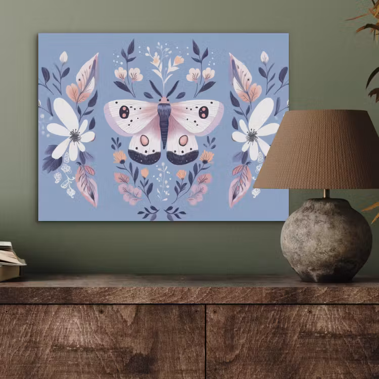 Vlinder - Vleugels - Stippen - Bloemen PET vilt klein -sfeer2