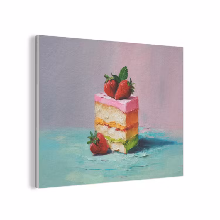 Taartje - Aardbeien - Glazuur - Kleurrijk PET vilt klein -3d