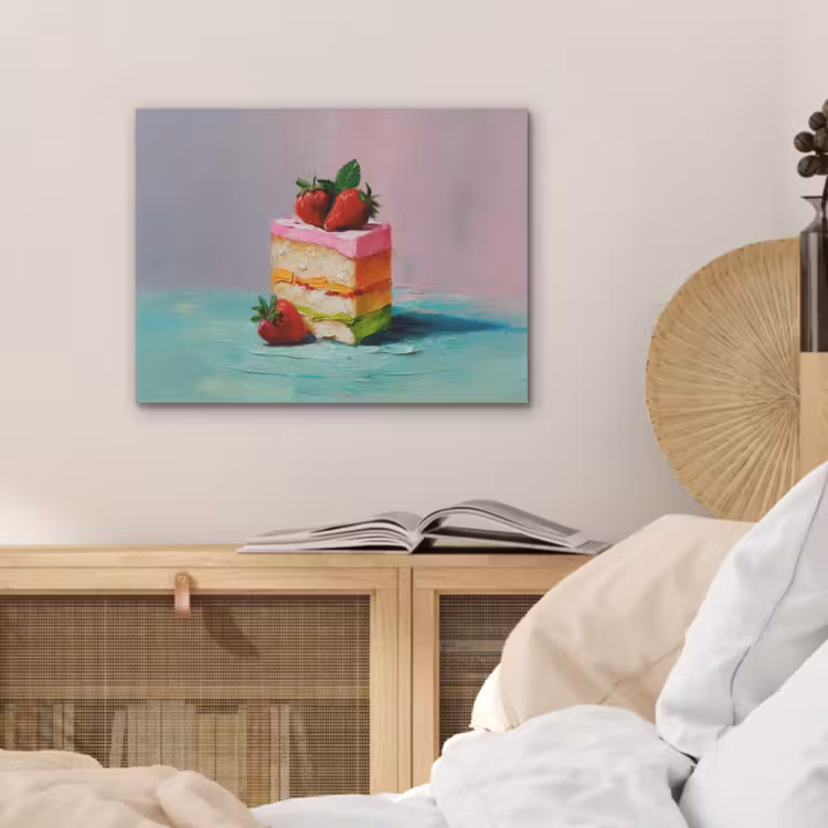 Taartje - Aardbeien - Glazuur - Kleurrijk PET vilt klein -sfeer3