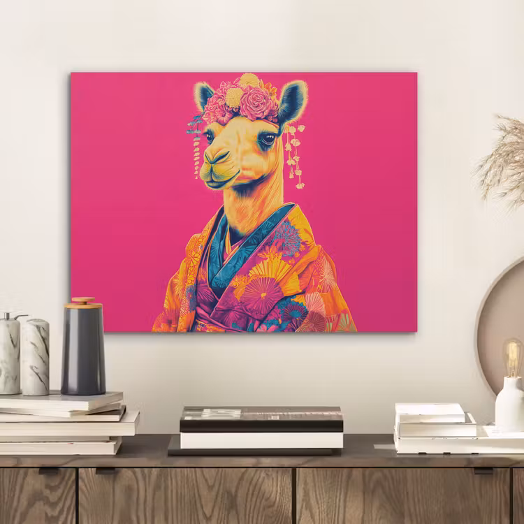 Kameel - Bloemen - Kimono - Waaiers PET vilt klein -sfeer1