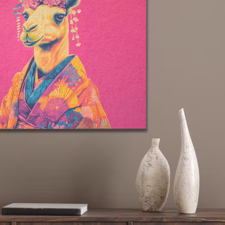 Kameel - Bloemen - Kimono - Waaiers PET vilt klein -sfeer6_closeup