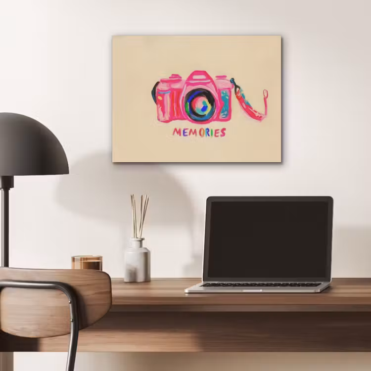 Camera - Memories - Roze - Geschilderd PET vilt klein -sfeer5