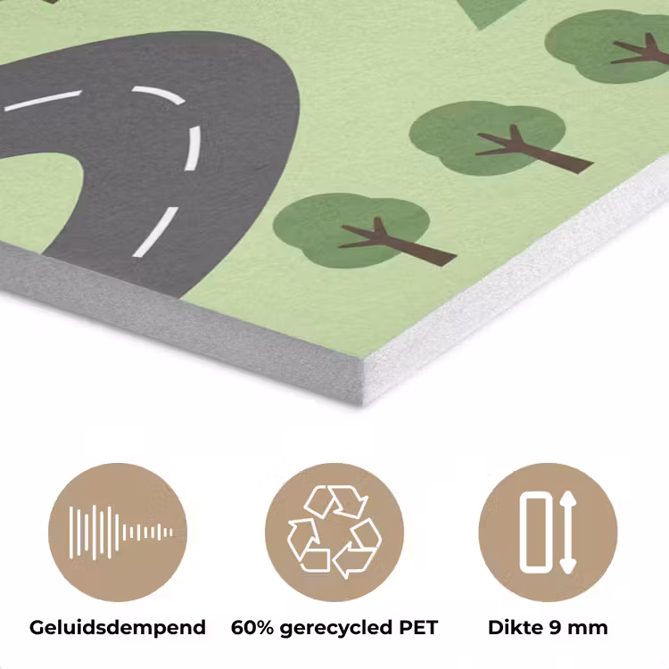 Auto - Bergweg - Natuur - Illustratie PET vilt klein -closeup_NL