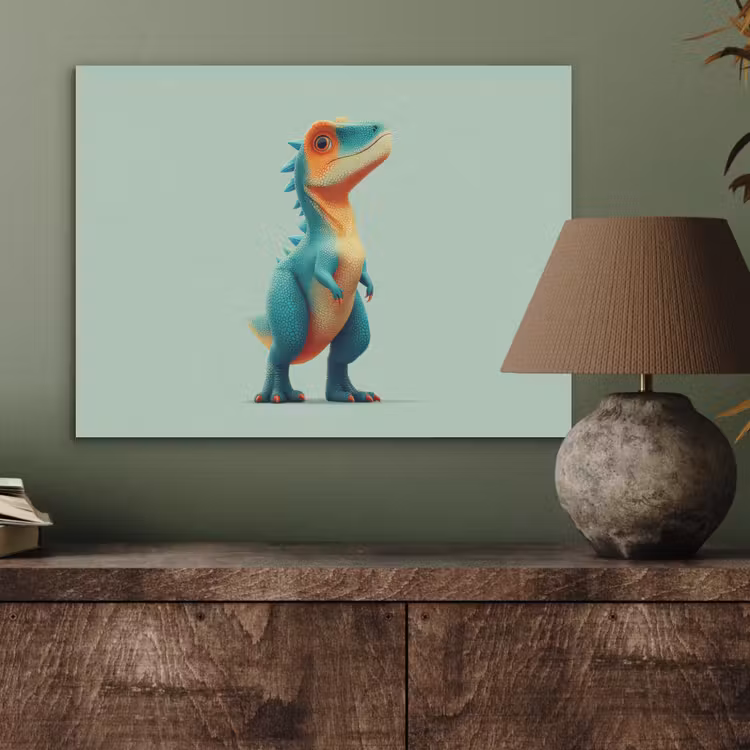 Cartoon - Dino - Oranje - Stekels PET vilt klein -sfeer2