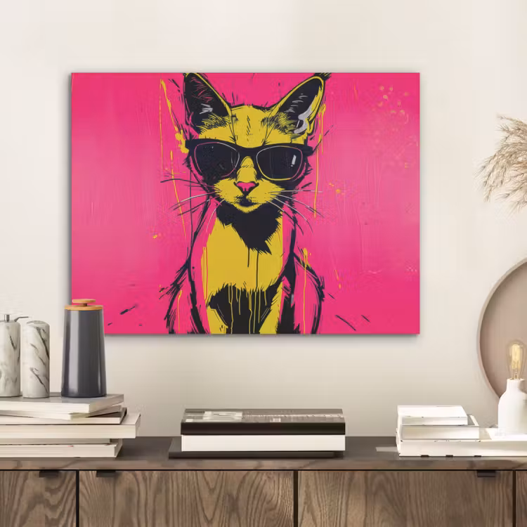 Kat - Art - Zonnebril - Roze PET vilt klein -sfeer1