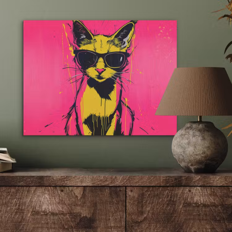 Kat - Art - Zonnebril - Roze PET vilt klein -sfeer2