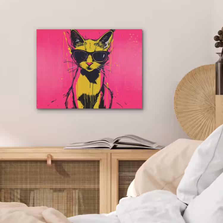 Kat - Art - Zonnebril - Roze PET vilt klein -sfeer3