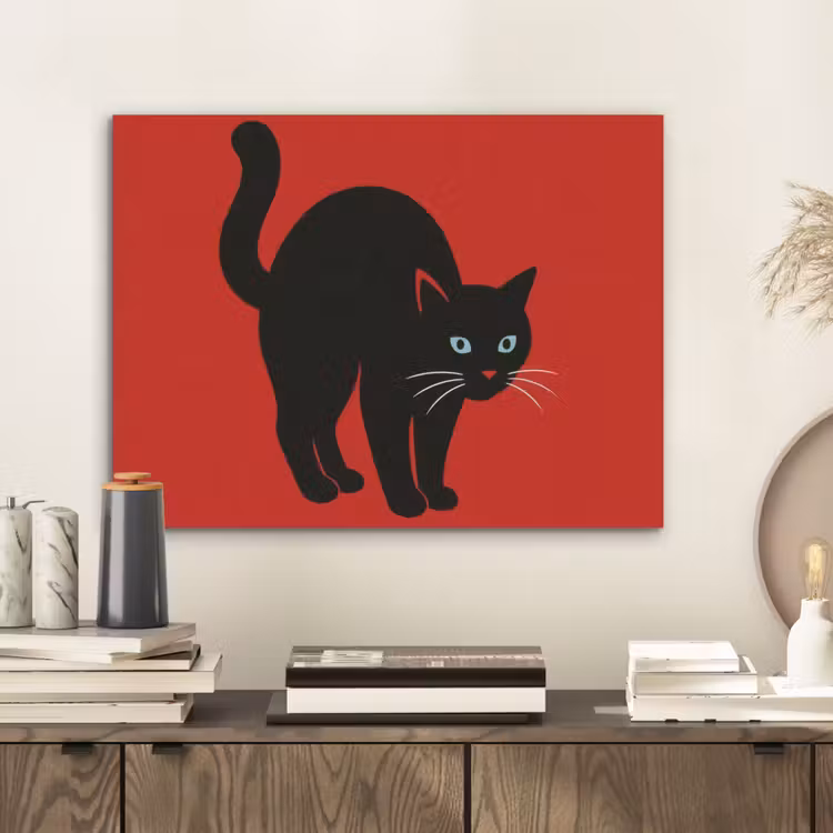 Kat - Zwart - Staart PET vilt klein -sfeer1